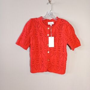 Heartloom Letitia Short Sleeve Cardigan Red Size L New Nwt